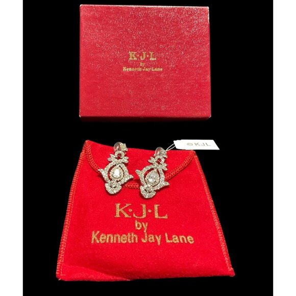 Kenneth Jay Lane Jewelry - NWT K.J.L By Kenneth Jay Lane Crystal Drop Earrings With Box & Pouch